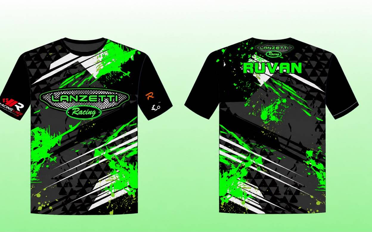 Lanzetti Racing team kit shirt in green and carbon